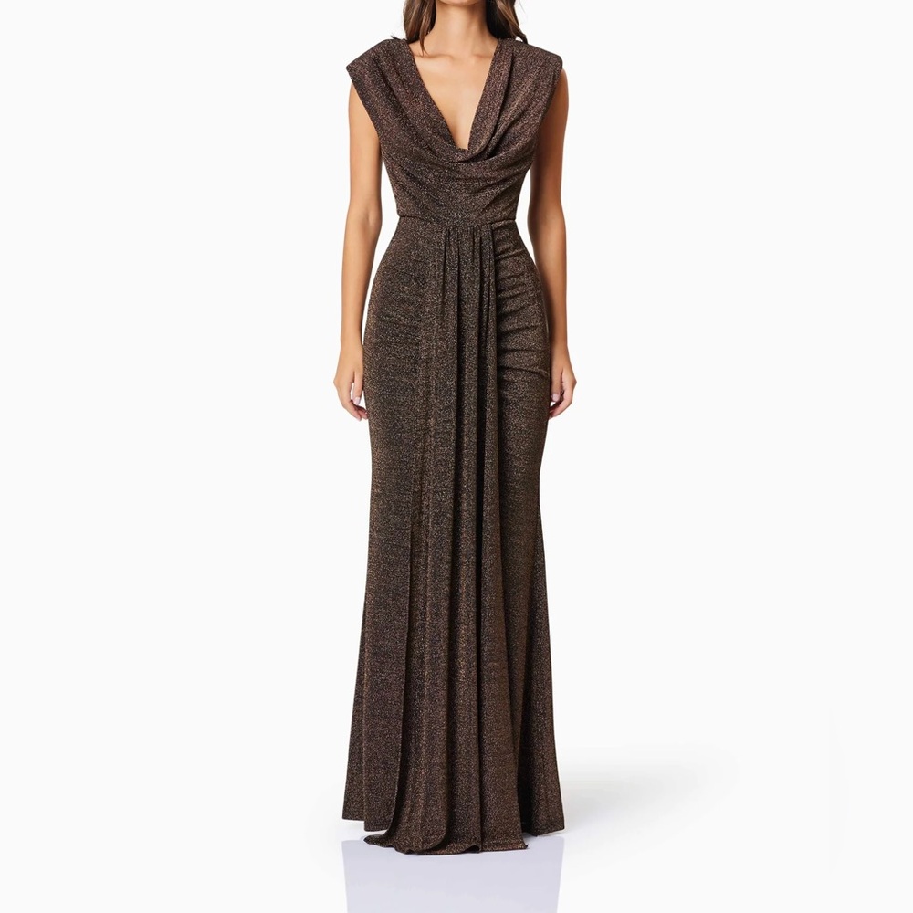 Elliatt Nalani fitted dress in black gold size medium NWT